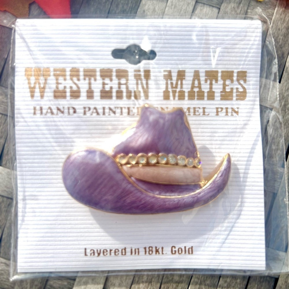 Western Mates Cowboy Hat 18k Gold Enamel Pin Brooch NEW! CHOICE OF ONE!​​​ - Picture 4 of 4